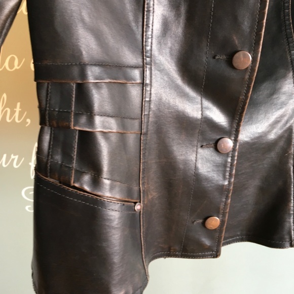 NO BOUNDARIES BROWN LEATHER JACKET - Picture 3 of 4